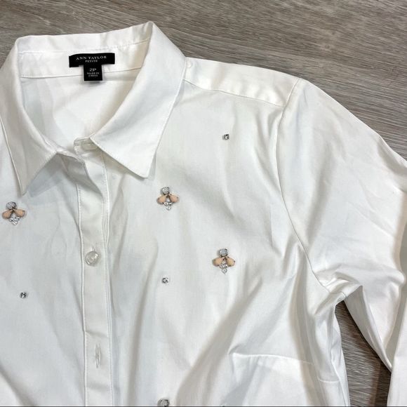Ann Taylor Embroidered stones button down shirt - Picture 1 of 6